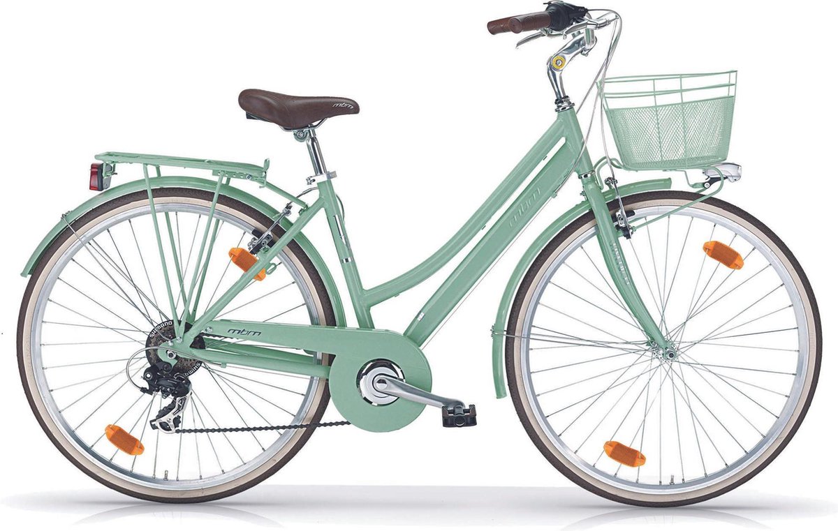 MBM Dames meisjes fiets Boulevard stads hybride groen 28 inch 18 versnellingen