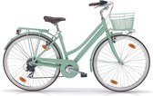 Dames - meisjes fiets Mbm Boulevard stads hybride groen 28 inch, 18 versnellingen