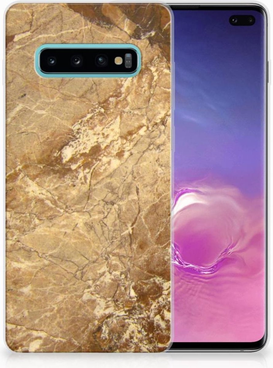 Back Cover voor Samsung Galaxy S10 Plus TPU Siliconen Hoesje Marmer Creme