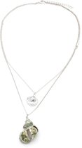Dielay - Dubbele Ketting - Schelpen - Lengte verstelbaar 40-45 cm - Zilverkleurig