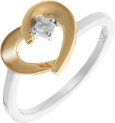 Orphelia ZR-7370/54/G - Ring Heart Bicolor - Zilver 925 verguld - Zirconium - Maat 54