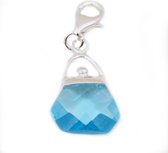 Zilveren Handtas kristal blauw armband bedel