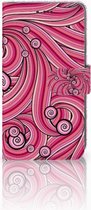 Hoesje Geschikt voor iPhone XR met ruimte voor pasjes Swirl Pink
