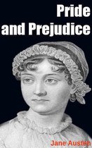 Boekcover met een portret van een vrouw met een muts, met de tekst 'Pride and Prejudice' en 'Jane Austen'.