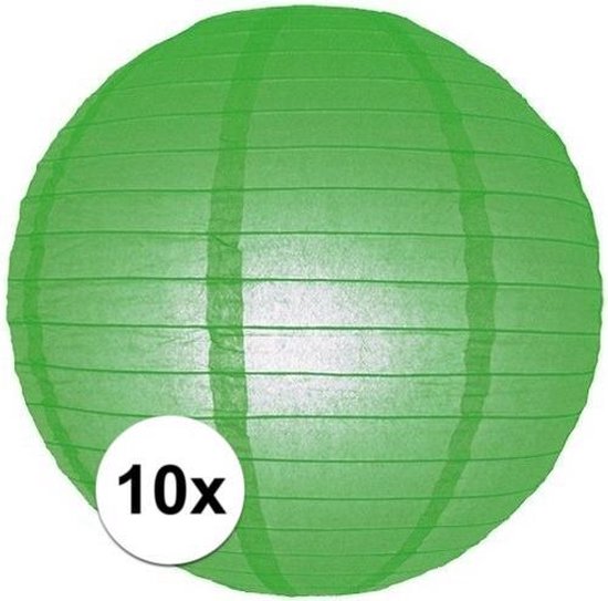 10x Luxe bol lampionnen groen 25 cm