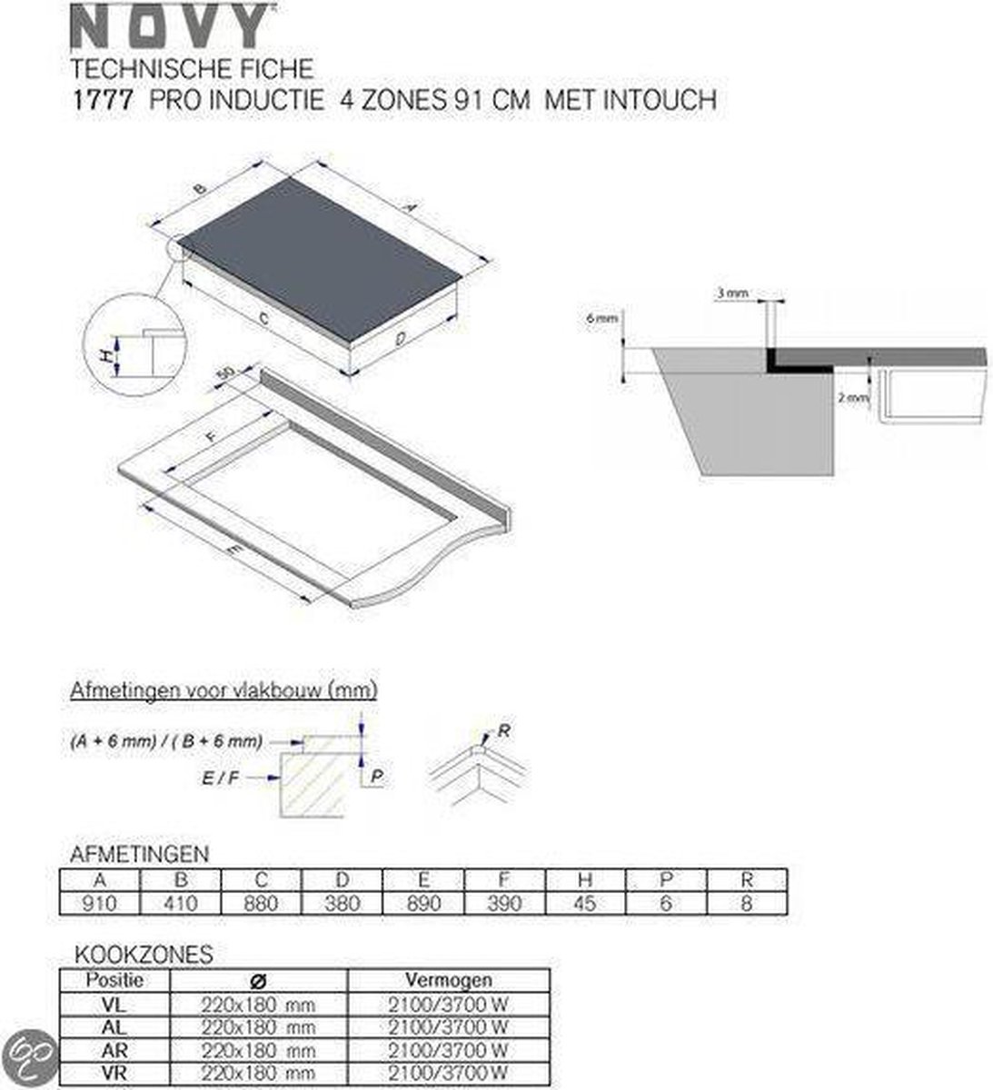 Novy 1777 PRO - Inductiekookplaat