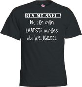 Mijncadeautje T-shirt - Kus me snel, laatste uurtjes vrijgezel - Unisex Zwart (maat XXL)