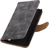 Hagedis Bookstyle Wallet Case Hoesje Geschikt voor Huawei Ascend Y625 Grijs