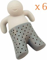 6 Theemannetjes - Theefilter voor Losse Thee - Theefilter Thee mannetje Mr. Tea Grijs
