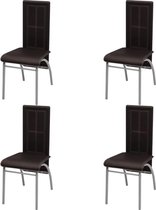 Eetkamerstoel strak design bruin 4 st (incl. vloerviltjes)