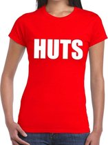 HUTS tekst t-shirt rood dames - dames shirt HUTS XL
