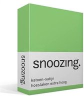 Snoozing - Katoen-satijn - Hoeslaken - Extra Hoog - Tweepersoons - 140x200 cm - Lime