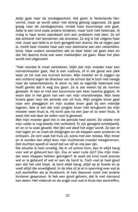 Tekst over Aafje haar jeugd, haar familie en problemen.
