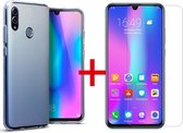 HB Hoesje Geschikt voor Huawei P Smart 2019 - Siliconen Back Cover - & Glazen Screenprotector - Transparant