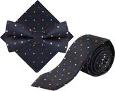 TieCuff Stropdas Vlinderstrik en Pochet Combinatie - Blauw