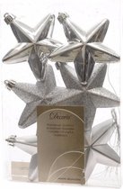 Kerstboom decoratie sterren zilver 6 stuks 7 cm
