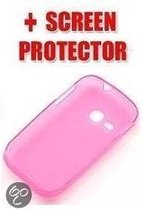 Silicone gel hoesje roze Samsung Galaxy Young s6310 + screenprotector
