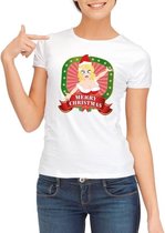 Foute Kerst shirt voor dames - Merry Christmas - wit 2XL
