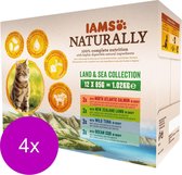 Iams Naturally Cat Wet Land & Sea - Vlees & Vis - Kattenvoer - 24 x 85 g