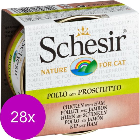 Schesir Kat Bouillon 70 g Kattenvoer 28 x Kip&Ham Blik bol