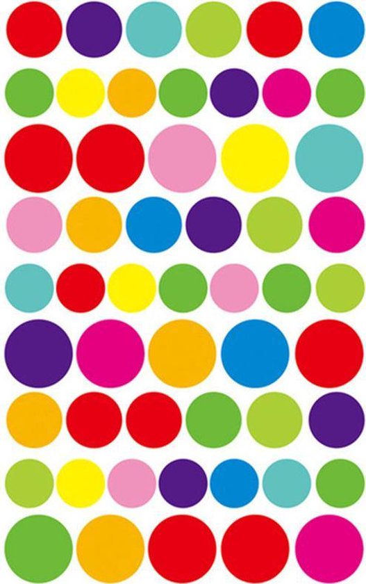 Stickerheld gekleurde cirkel | 10 kleuren | 54 stickers per 2 vellen | | bol.com