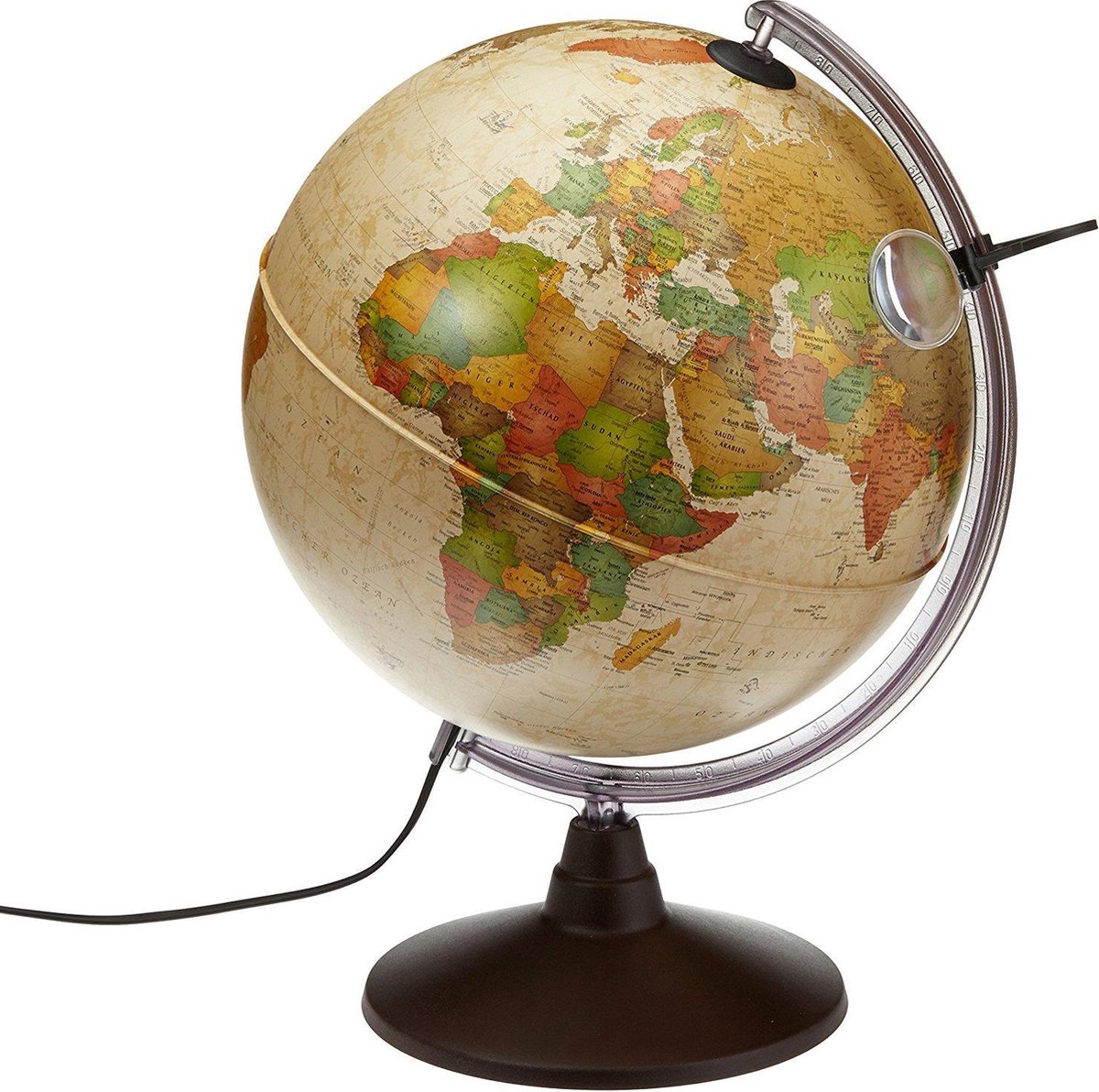 boog Tarief toediening Idena geografische wereldbol met licht en vergrootglas, 30 cm | bol.com