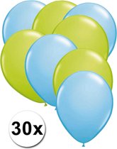 Ballonnen Licht Blauw/Licht Groen 30 stuks 27 cm