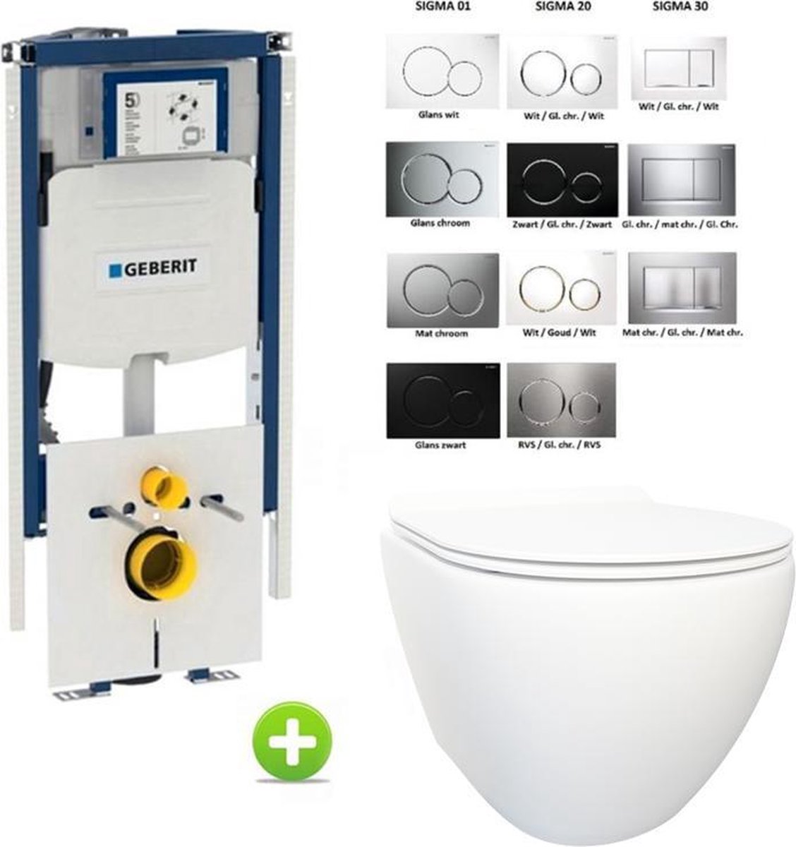 Geberit UP320 toiletset met Brogali One-Pack design verkorte uitvoering 49,5 rimfree - Geberit