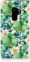 Geschikt voor Samsung Galaxy S9 Plus Uniek Standcase Hoesje Orchidee Groen