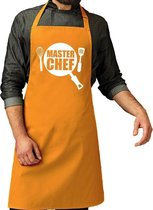 Master chef barbeque schort / keukenschort oker geel voor heren - bbq schorten