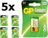 5 Stuks (5 Blister a 1st) GP Super Alkaline 6LR61/9V batterij