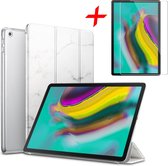 Hoes geschikt voor Samsung Galaxy Tab S5e + Screenprotector - Smart Book Case Tri-Fold - iCall - Marmer Wit
