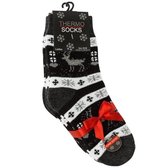 Dames thermosokken, antraciete enkelsokken met kerstprint 2-pack-39-42