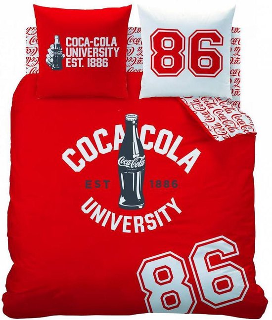 Coca Cola 1886 - Dekbedovertrek - Tweepersoons - 200 x 200 cm - Rood/wit |  bol.com