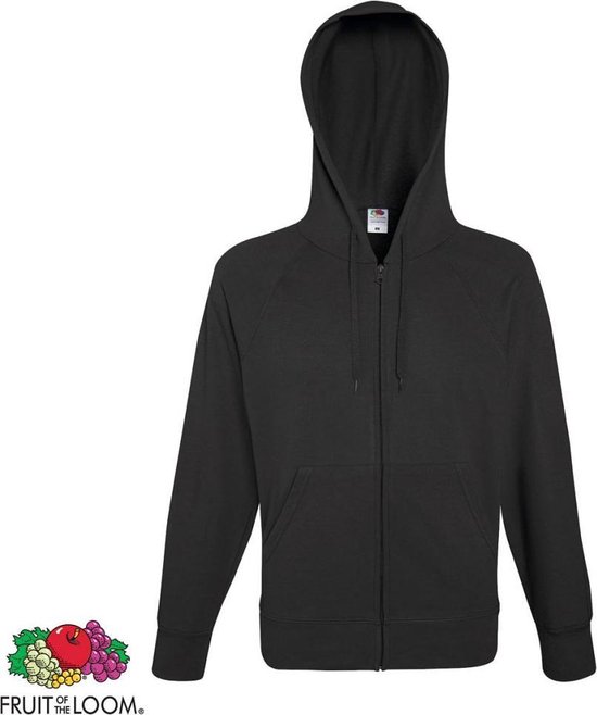 Fruit of the Loom hoodie vest met rits lichtgewicht maat S (licht grafiet)