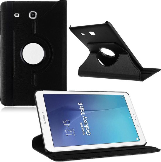 Uitwisseling zwak Gelijkwaardig Samsung Galaxy Tab E 9.6 Inch SM - T560 / T561 Hoes Cover 360 graden  draaibare Case Zwart | bol.com