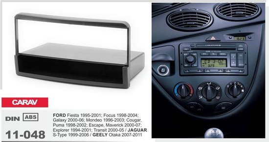1-DIN FORD Fiesta 1995-2001; Focus 1998-2004; Galaxy 2000-06; Mondeo 1996-2003;Transit 2000-05 / JAGUAR S-Type 1999-2006 / GEELY Otaka 2007-2011 w/pocket inbouwpaneel Audiovolt 11-048 - Merkloos
