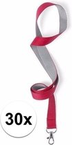 30 stuks rood/grijze keycords - 50 cm - lanyards