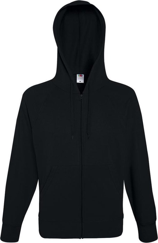 Fruit of the Loom hoodie vest met rits lichtgewicht maat S (zwart)