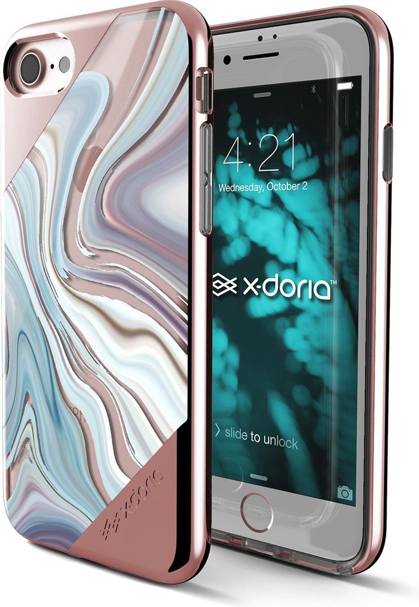 X-Doria Revel lux cover swirl - goudroze - voor iPhone 7 en iPhone 8