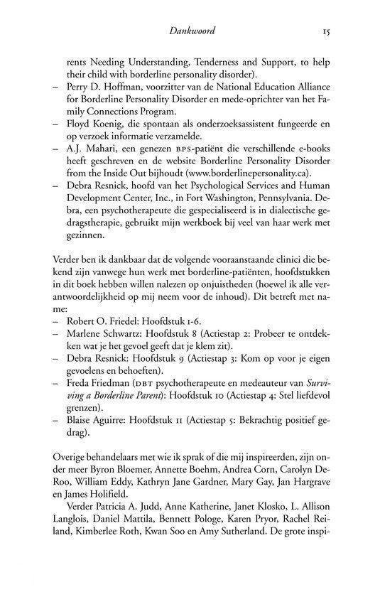 Dankwoordpagina uit "De borderline-gids".