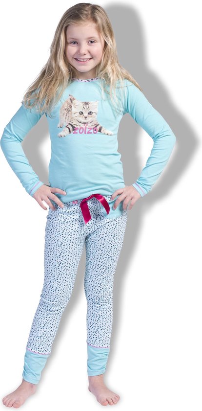 Hiel kever Misverstand Zoïzo - Baggy meisjes pyjama lange mouw met luipaard print en lief poesje  86/92 | bol.com