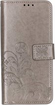 Klavertje Bloemen Booktype Sony Xperia 10 hoesje - Grijs