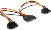DeLOCK 60128 0.15m SATA 15-pin 2x SATA 15-pin Zwart, Rood, Geel, Multi kleuren SATA-kabel