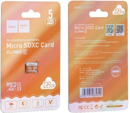 Carte mémoire TF haute vitesse micro-SD 128 Go