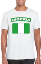T-shirt met Nigeriaanse vlag wit heren S