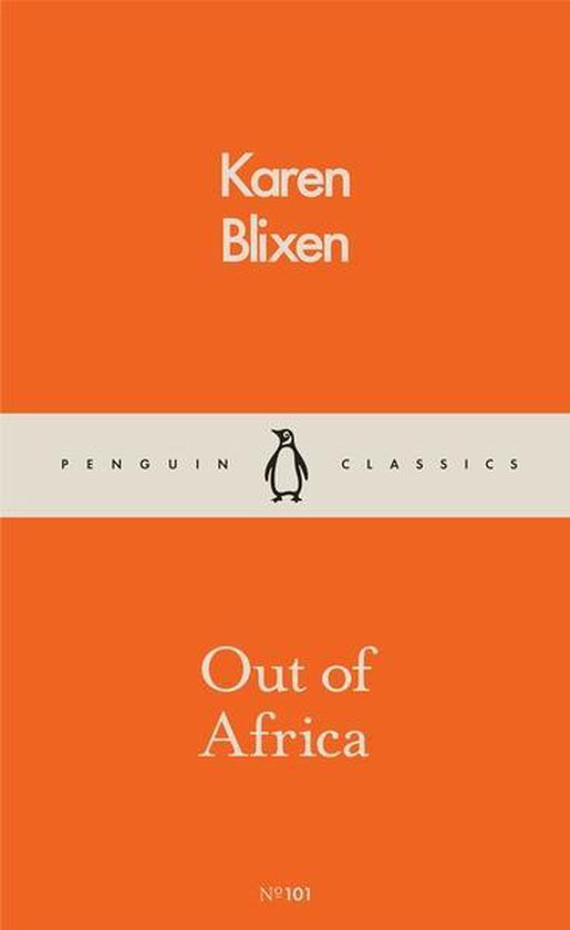 Boek 'Out of Africa' van Karen Blixen, Penguin Classics, met een oranje omslag.