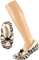 Meisjes ballerina pantoffels/sloffen zebra maat 28-30