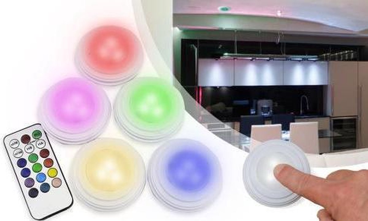 Verbeteren Gouverneur toonhoogte RGB LED Spots Met Afstandsbediening En Touch - 5 stuks - 12 verschillende  kleuren | bol.com
