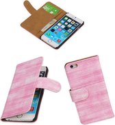 Apple iPhone 5/5s - Booktype Wallet Hoesje Mini Slang Roze